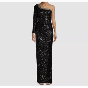 Elegant Black Sequin One-Shoulder Dress